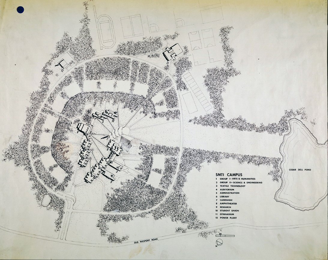 SMTI (Southeastern Massachusetts Technological Institute - now UMass Dartmouth). Site Plan circa 1967.